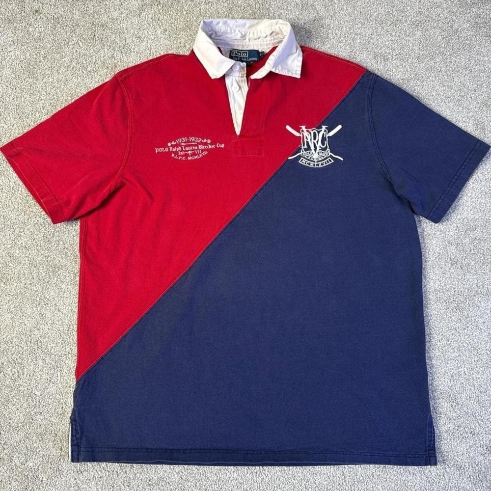 Polo Ralph Lauren Rugby Shirt M 98 Bleecker Cup Crest Colorblock - Picture 2 of 7